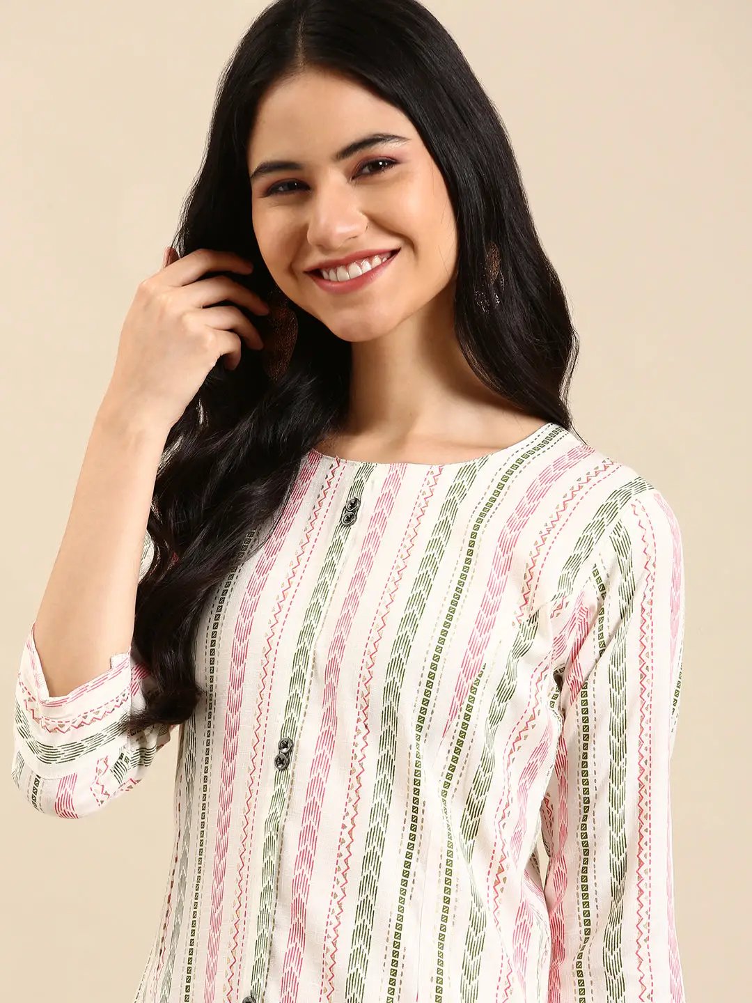 Women's White Printed Straight Kurta