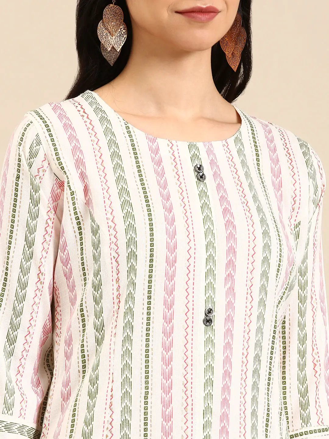 Women's White Printed Straight Kurta