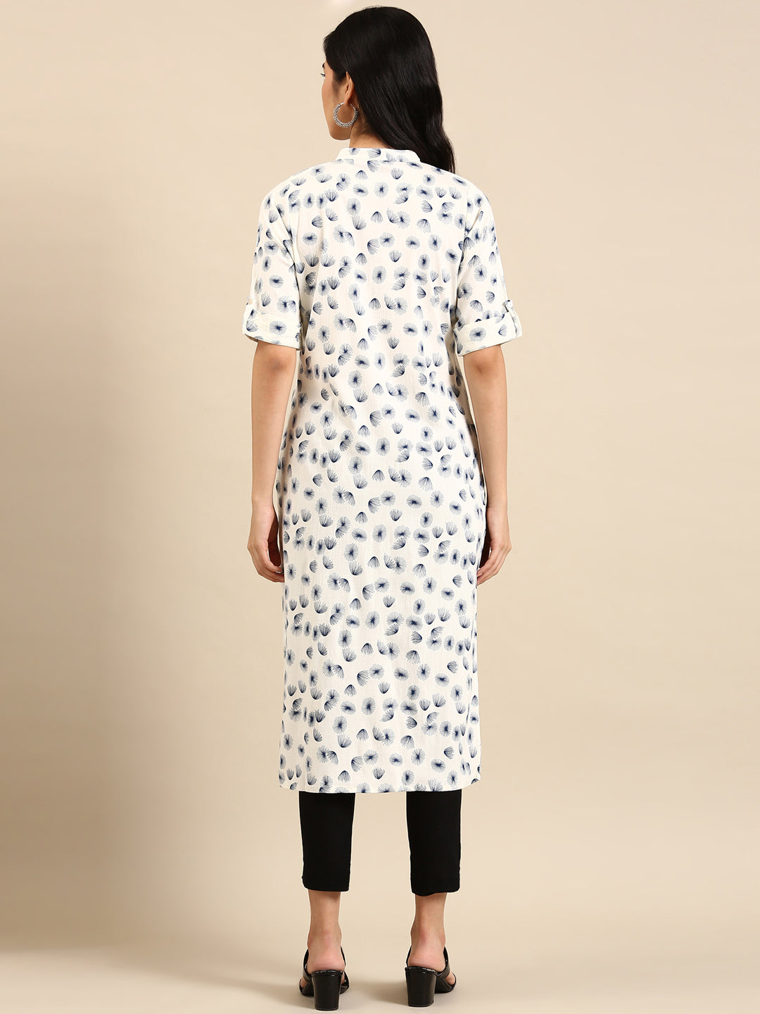 Women's White Printed Straight Kurta