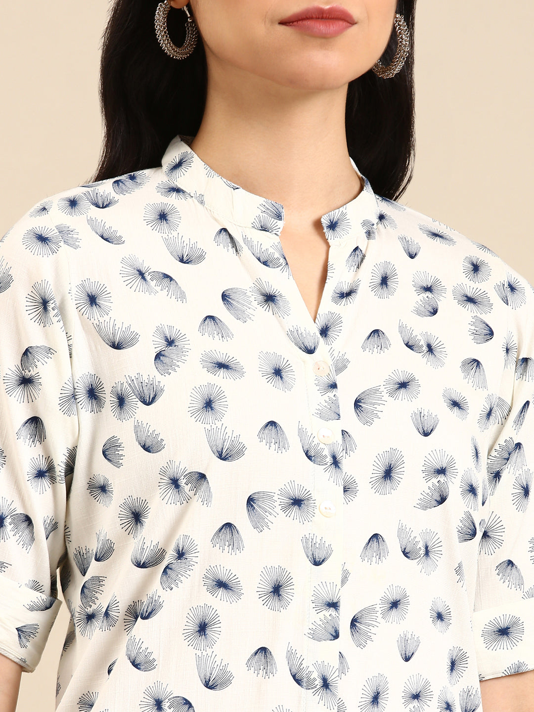 Women's White Printed Straight Kurta