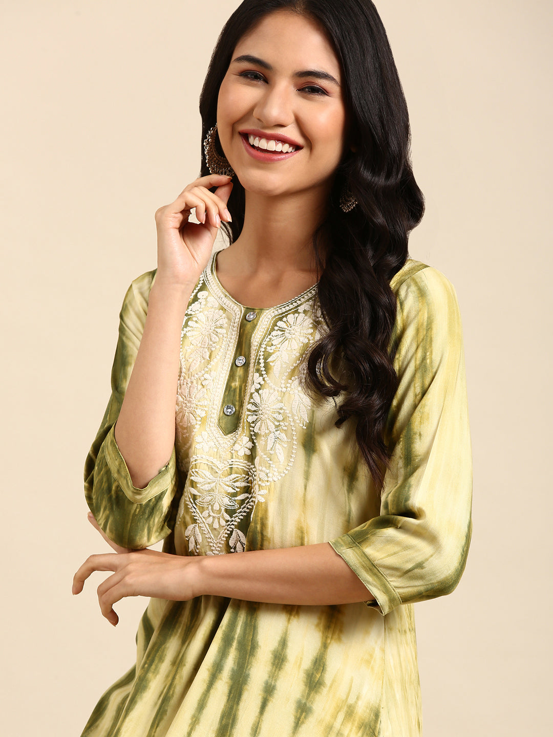 Women's Olive Printed Straight Kurta