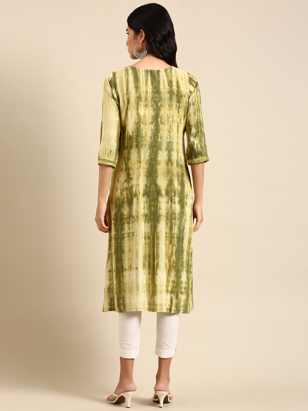 Women's Olive Printed Straight Kurta