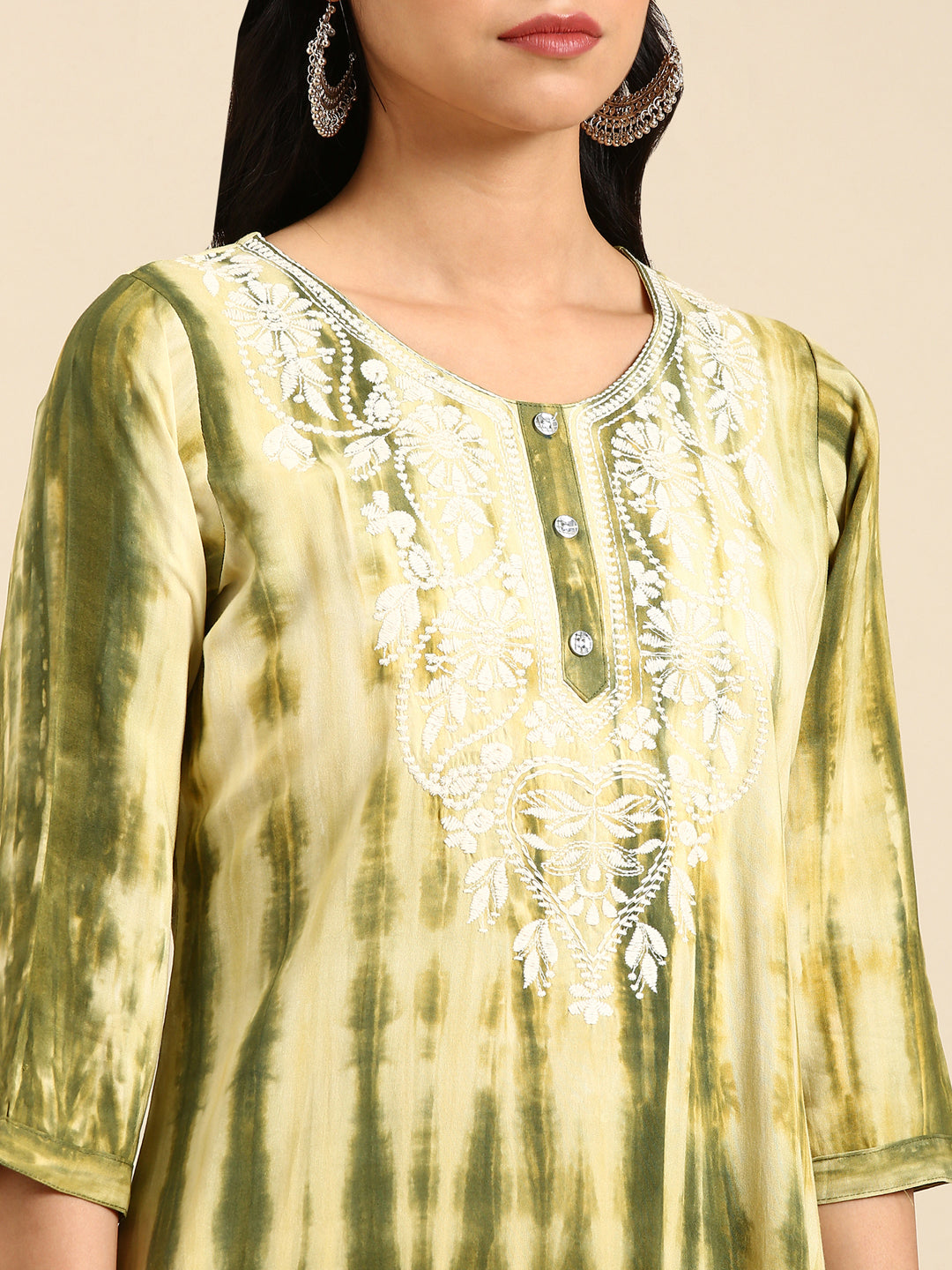 Women's Olive Printed Straight Kurta