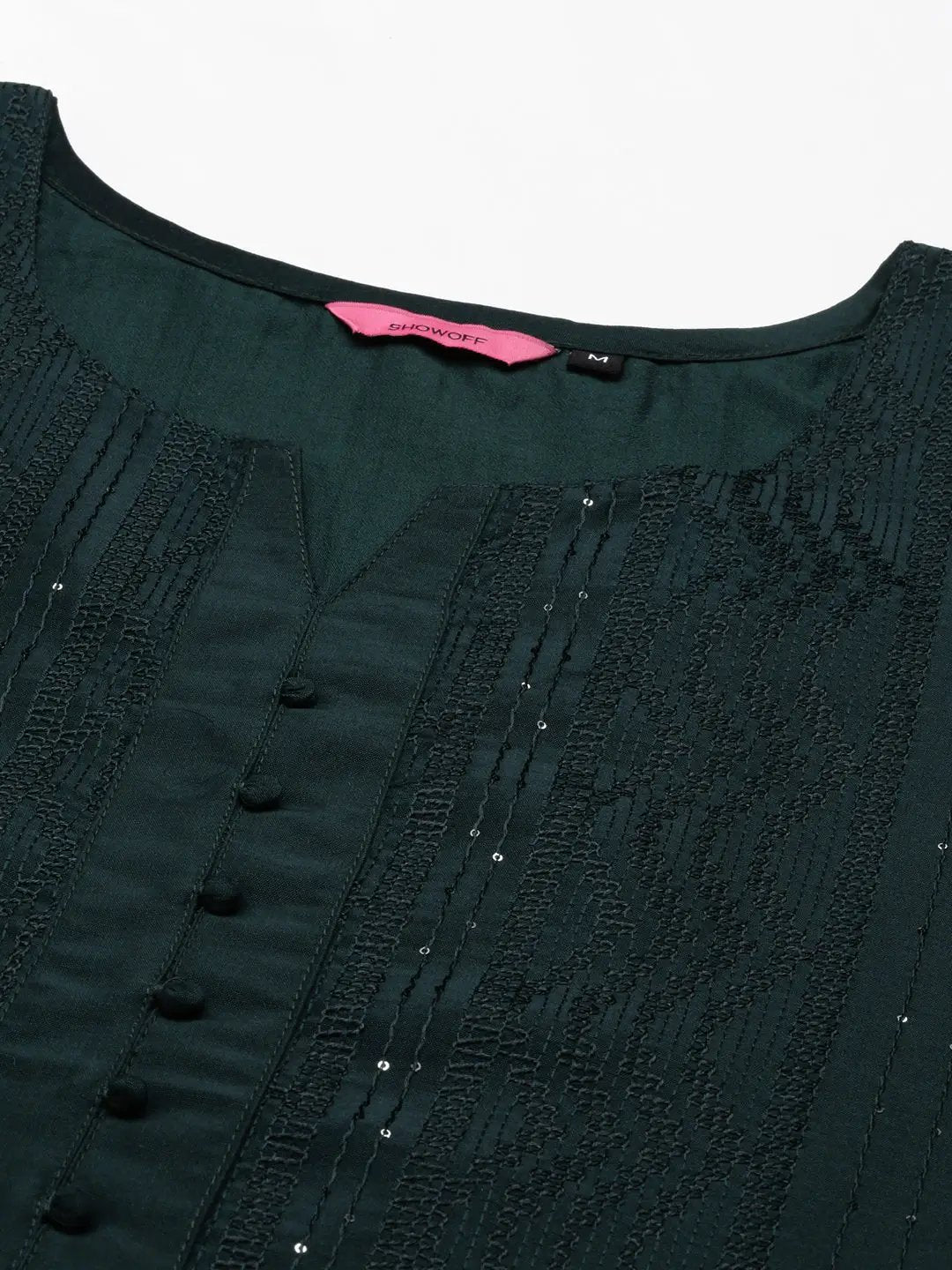 Women's Green Embellished Straight Kurta