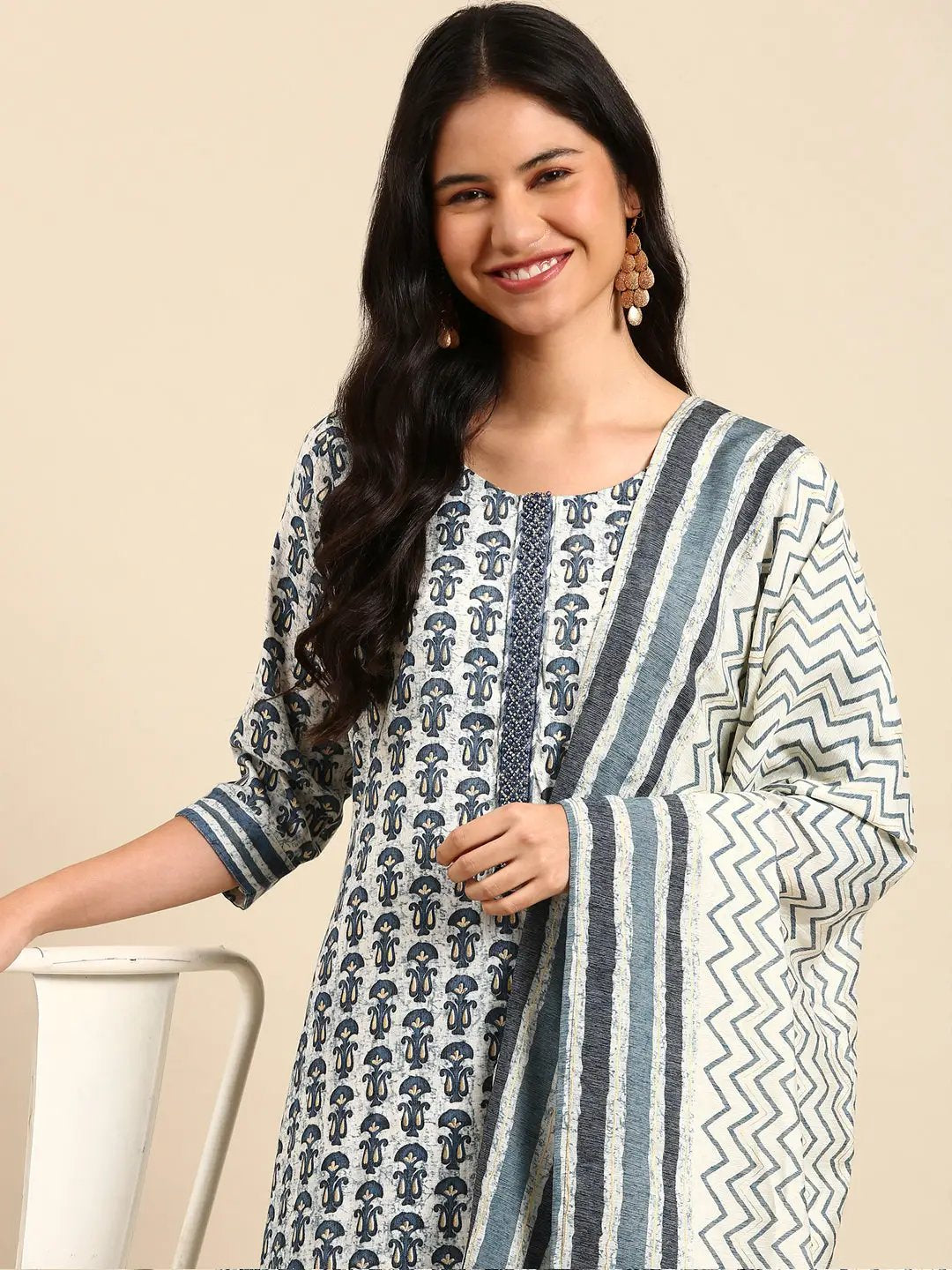 Women's Blue Printed Kurta Set
