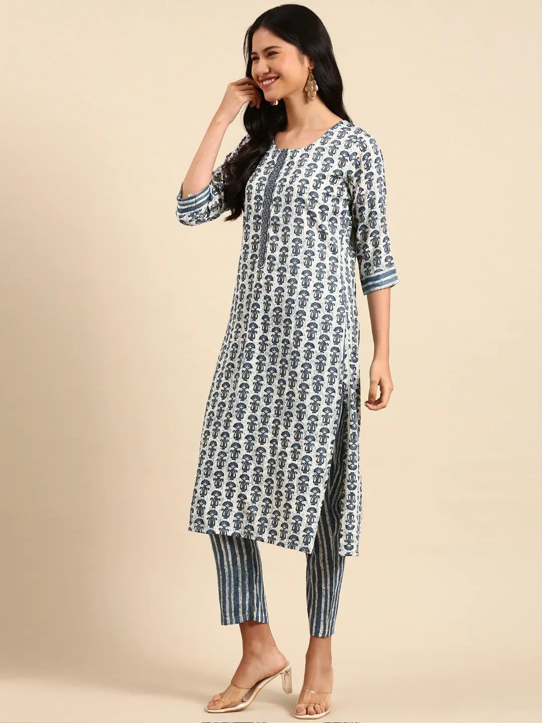 Women's Blue Printed Kurta Set