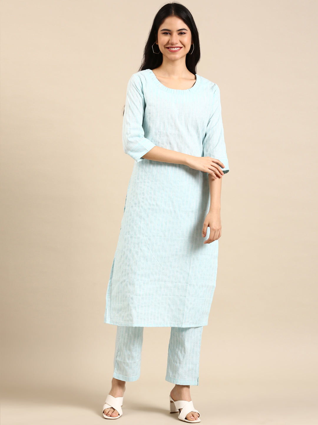 Women's Blue Solid Kurta Set