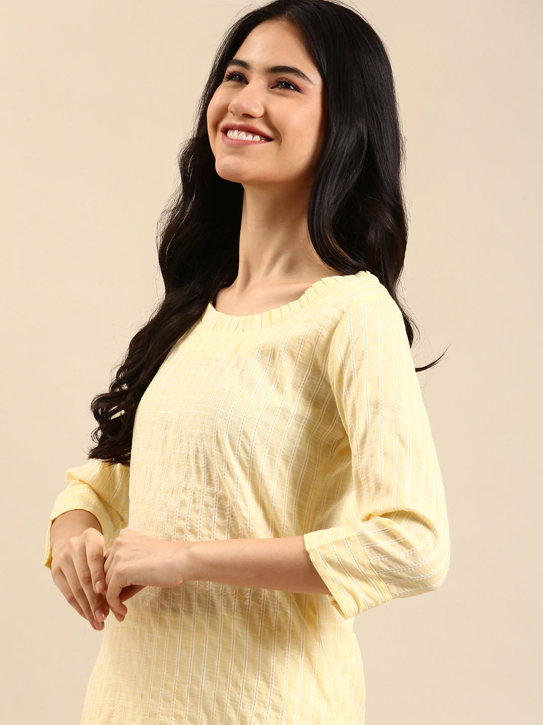 Women's Yellow Solid Kurta Set