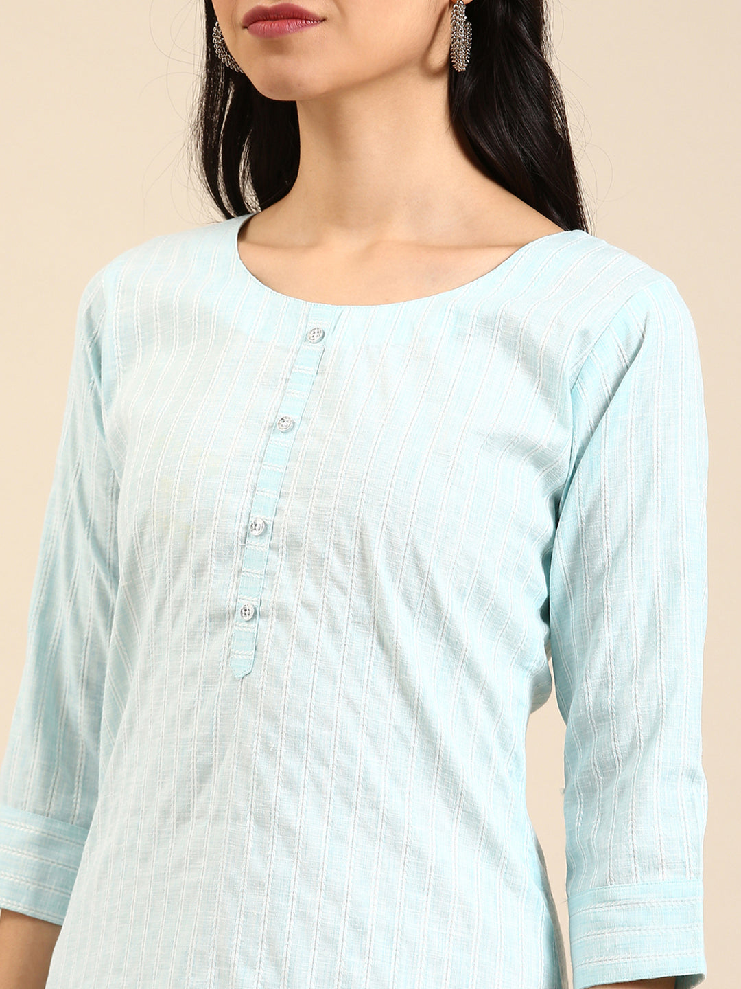 Women's Blue Solid Straight Kurta