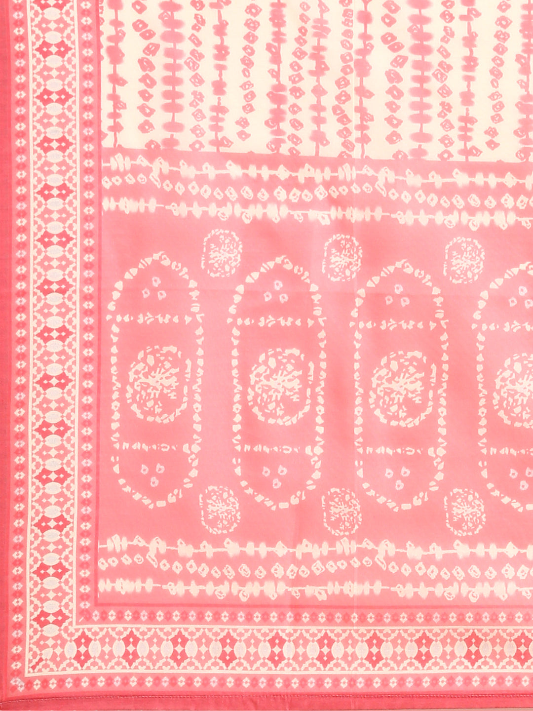 Women's Coral Bandhani Printed Sequinned Kurta Set With Dupatta