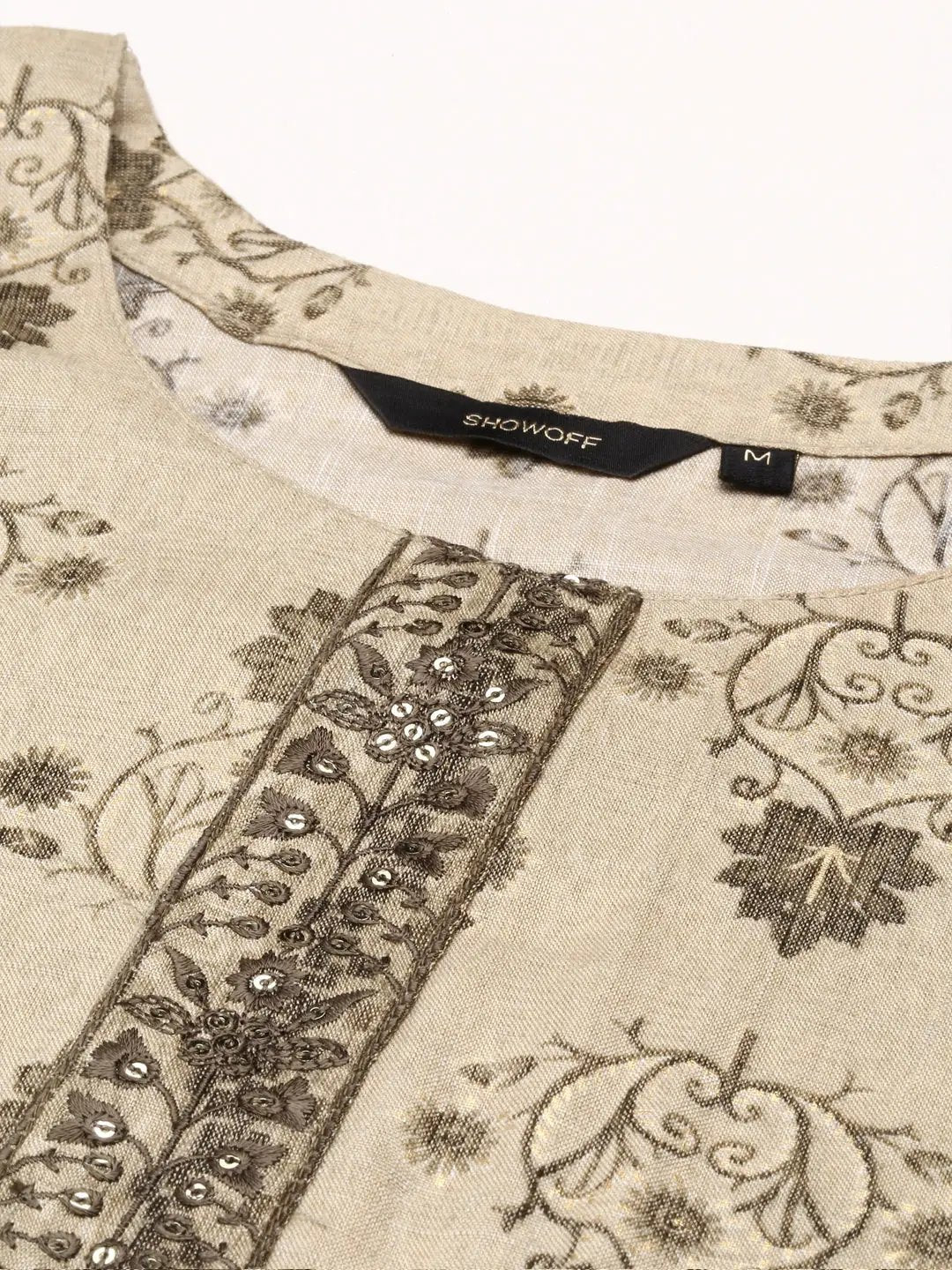 Women's Beige Printed Kurta Set