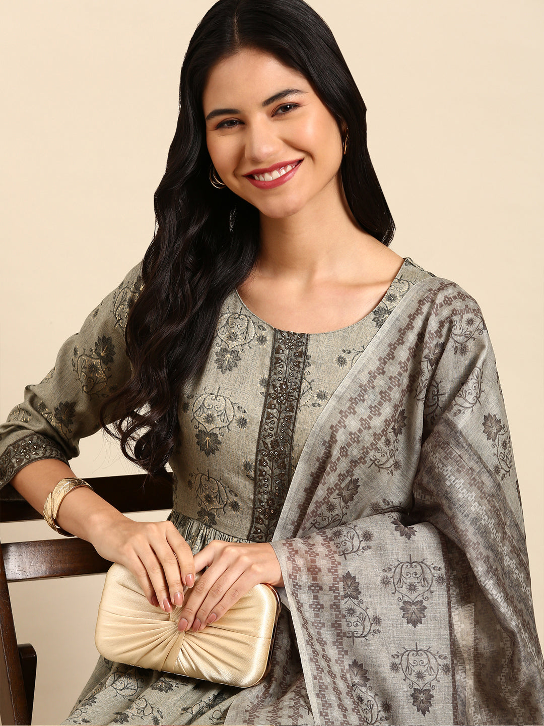 Women's Olive Printed Kurta Set