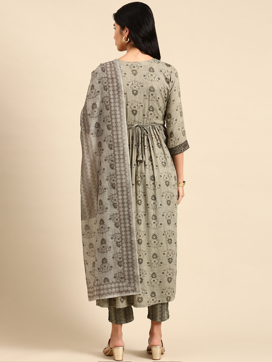 Women's Olive Printed Kurta Set