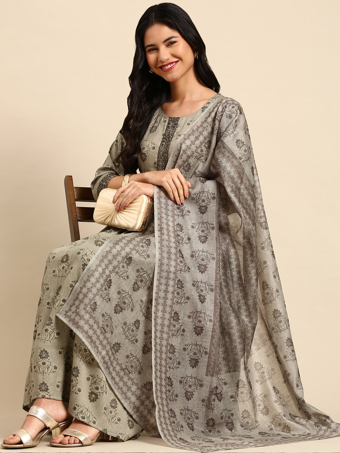 Women's Olive Printed Kurta Set