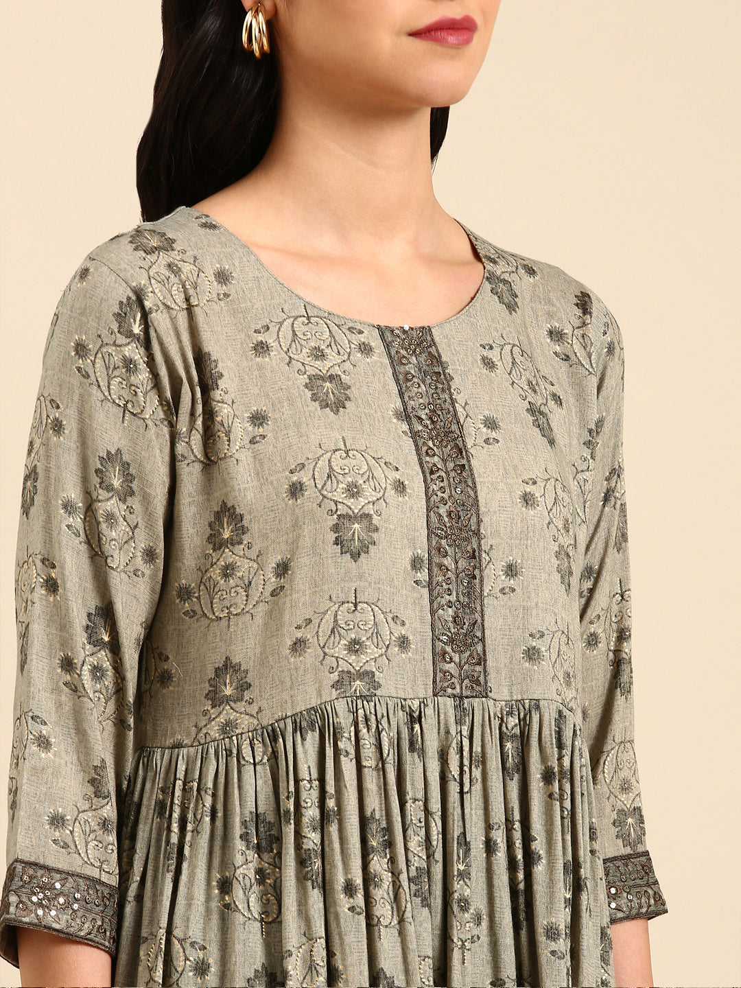 Women's Olive Printed Kurta Set