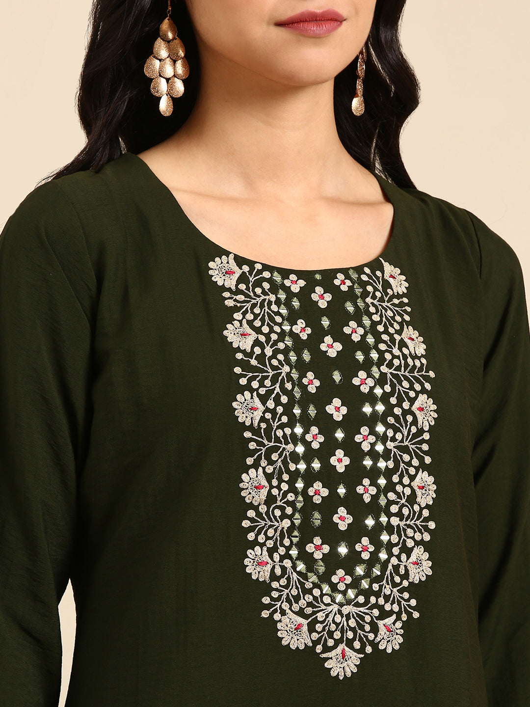 Women's Green Printed Straight Kurta