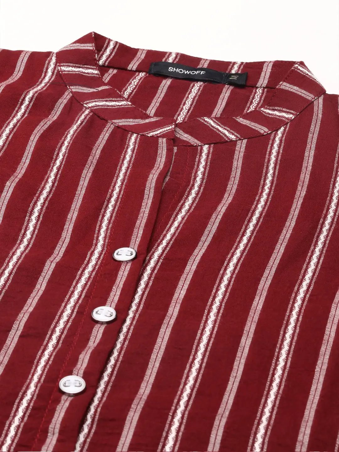 Women's Red Striped Straight Kurta