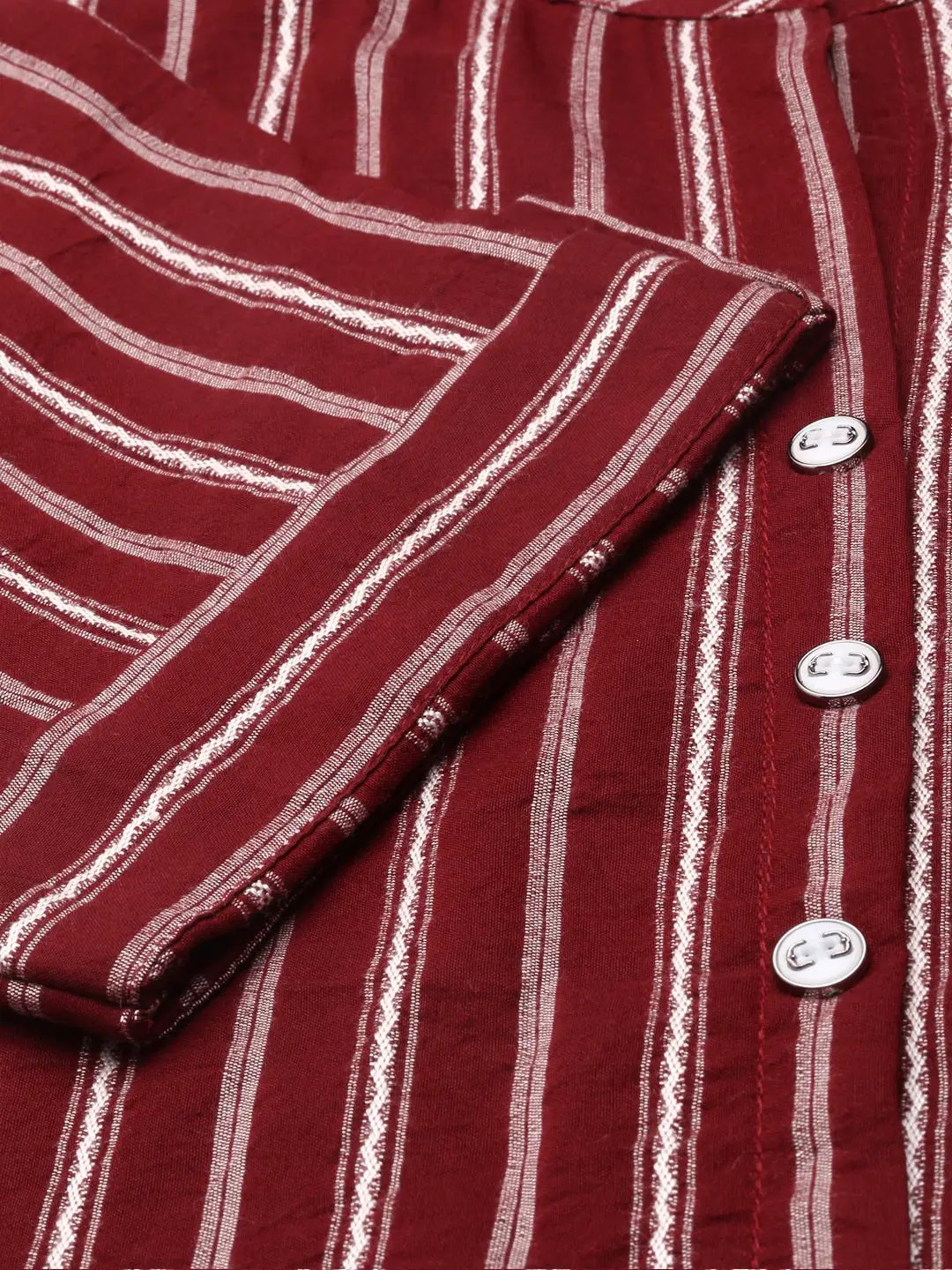 Women's Red Striped Straight Kurta