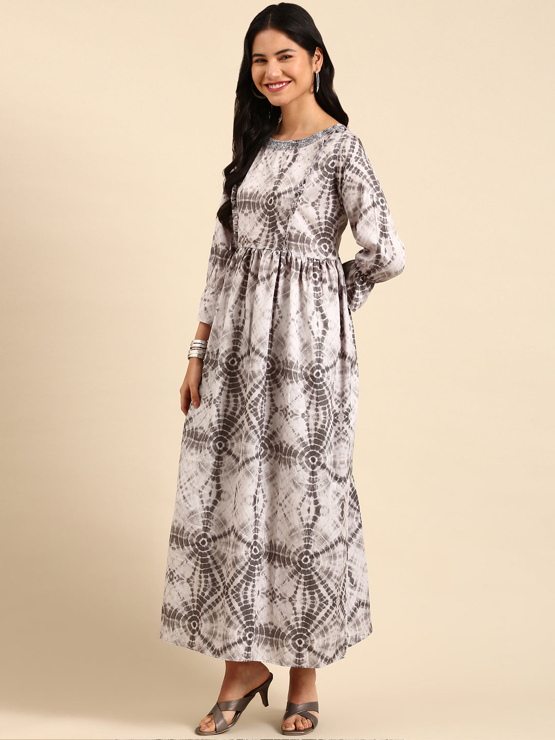 Women's Olive Printed Anarkali Kurta