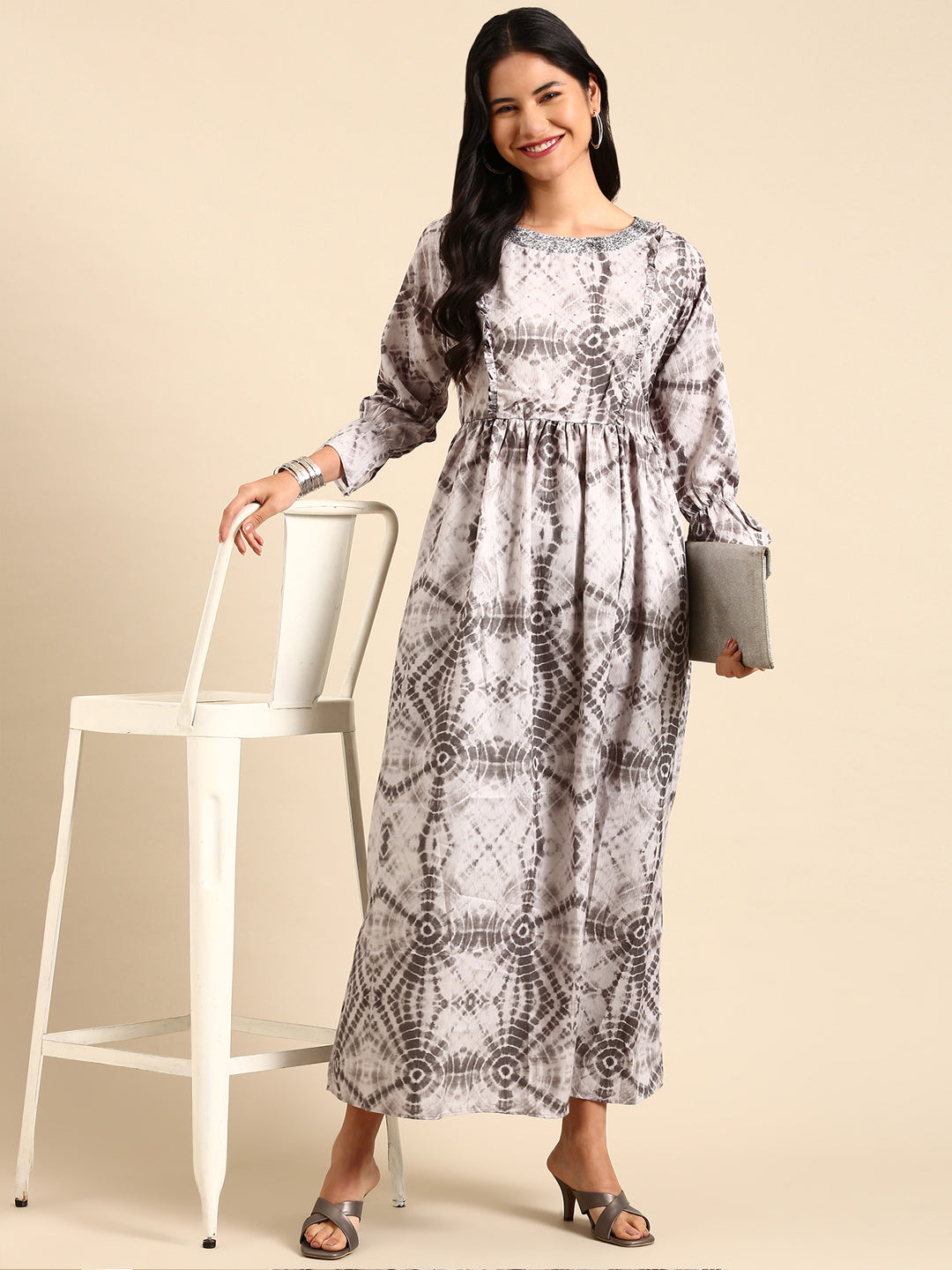 Women's Olive Printed Anarkali Kurta