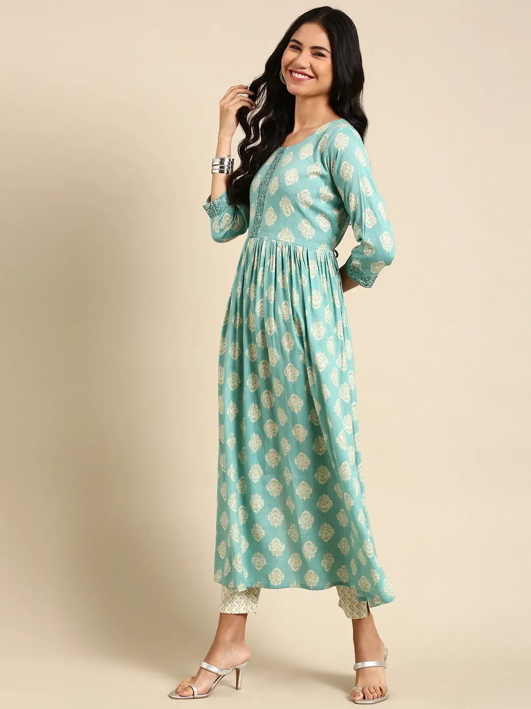 Women's Blue Printed Kurta Set