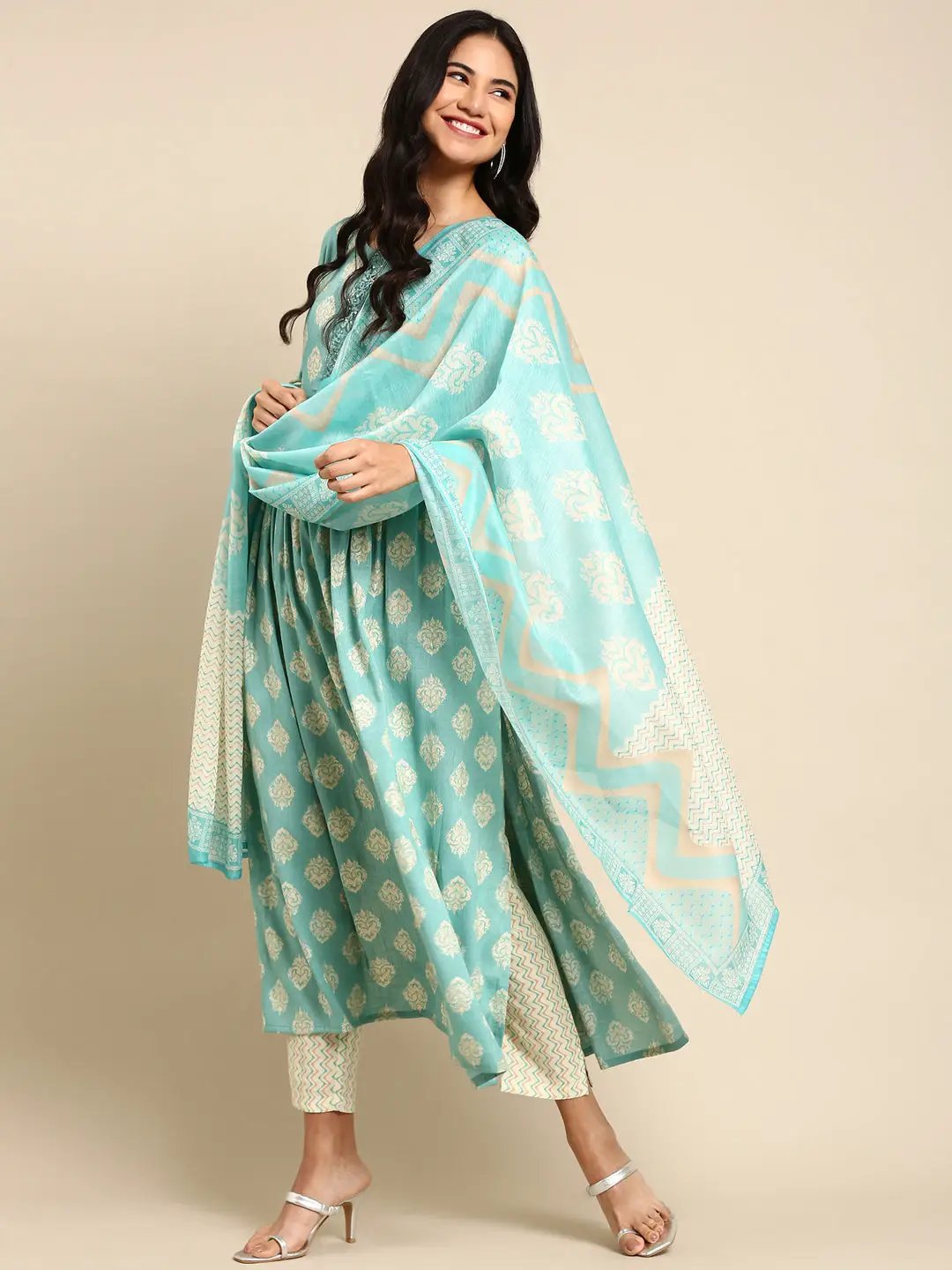 Women's Blue Printed Kurta Set