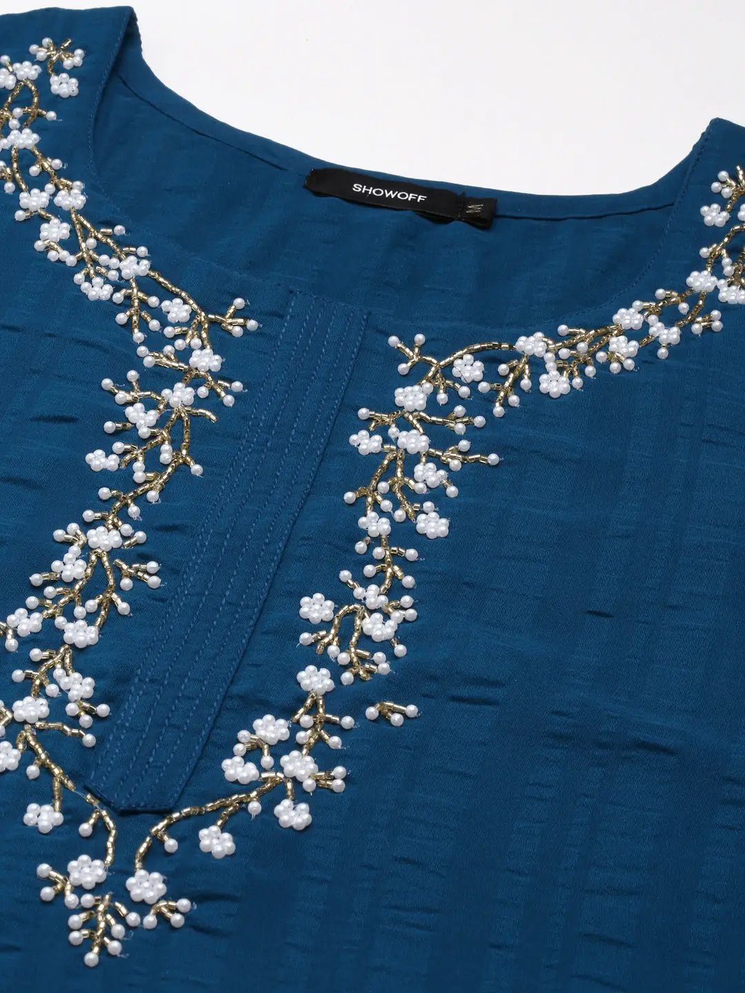 Women's Blue Printed Straight Kurta