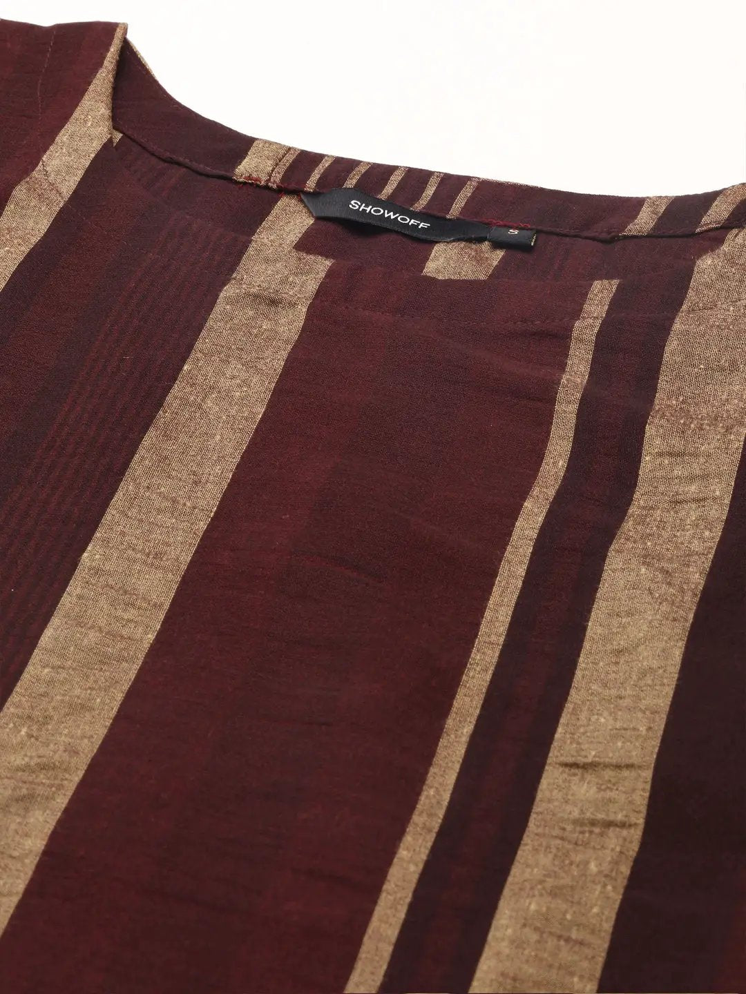 Women's Brown Striped Kurta Set