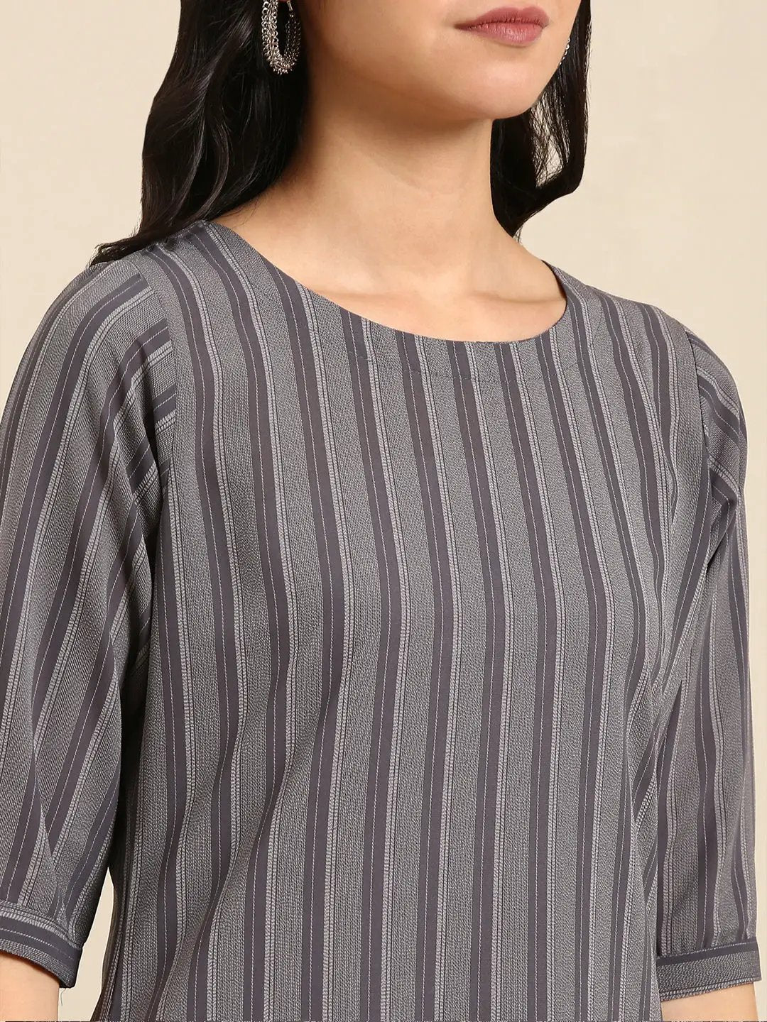 Women's Grey Solid Kurta Set