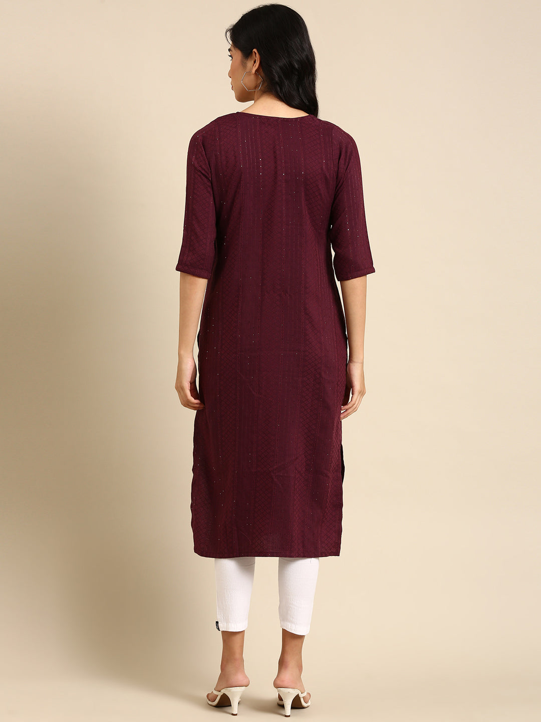 Women's Purple Solid Straight Kurta