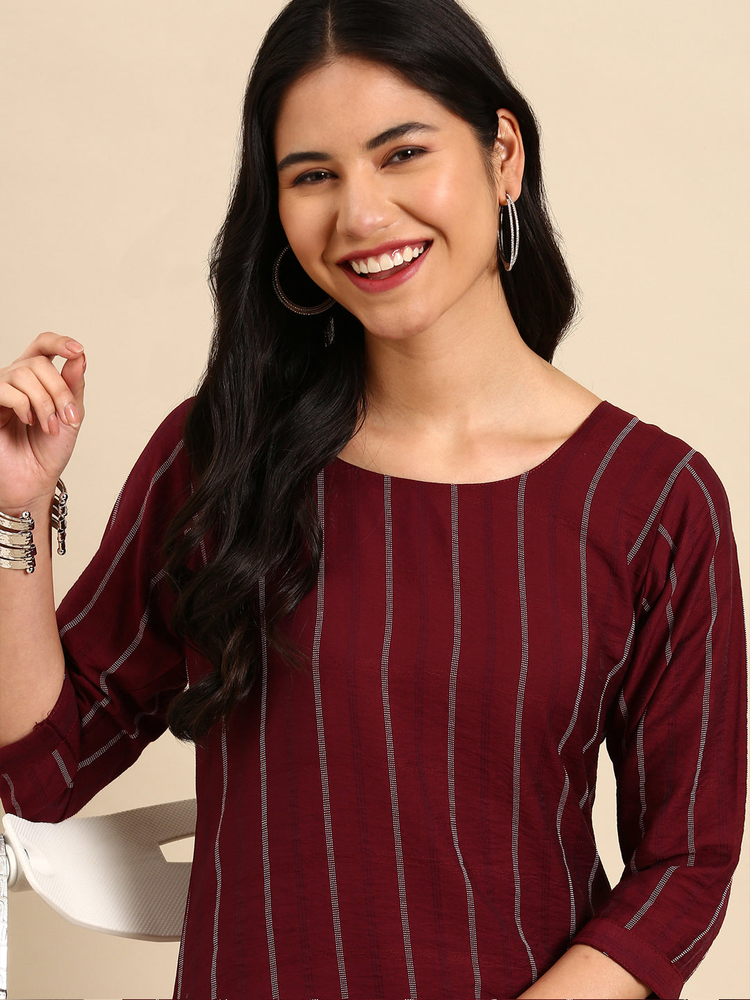 Women's Burgundy Printed Kurta Set