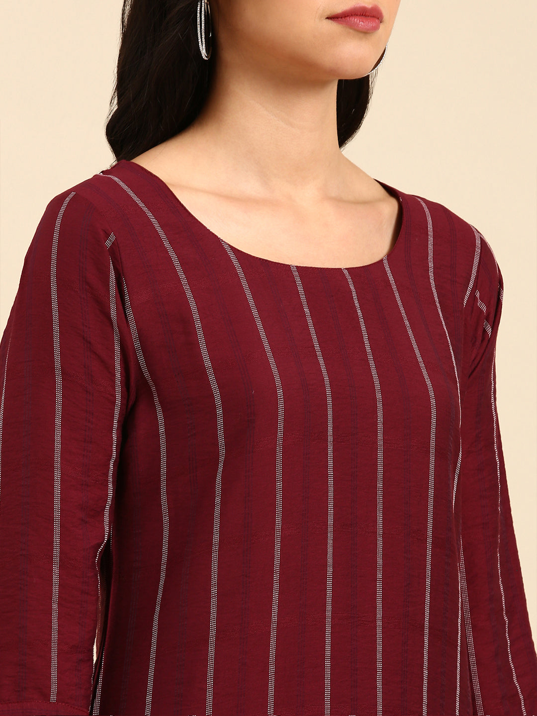 Women's Burgundy Printed Kurta Set