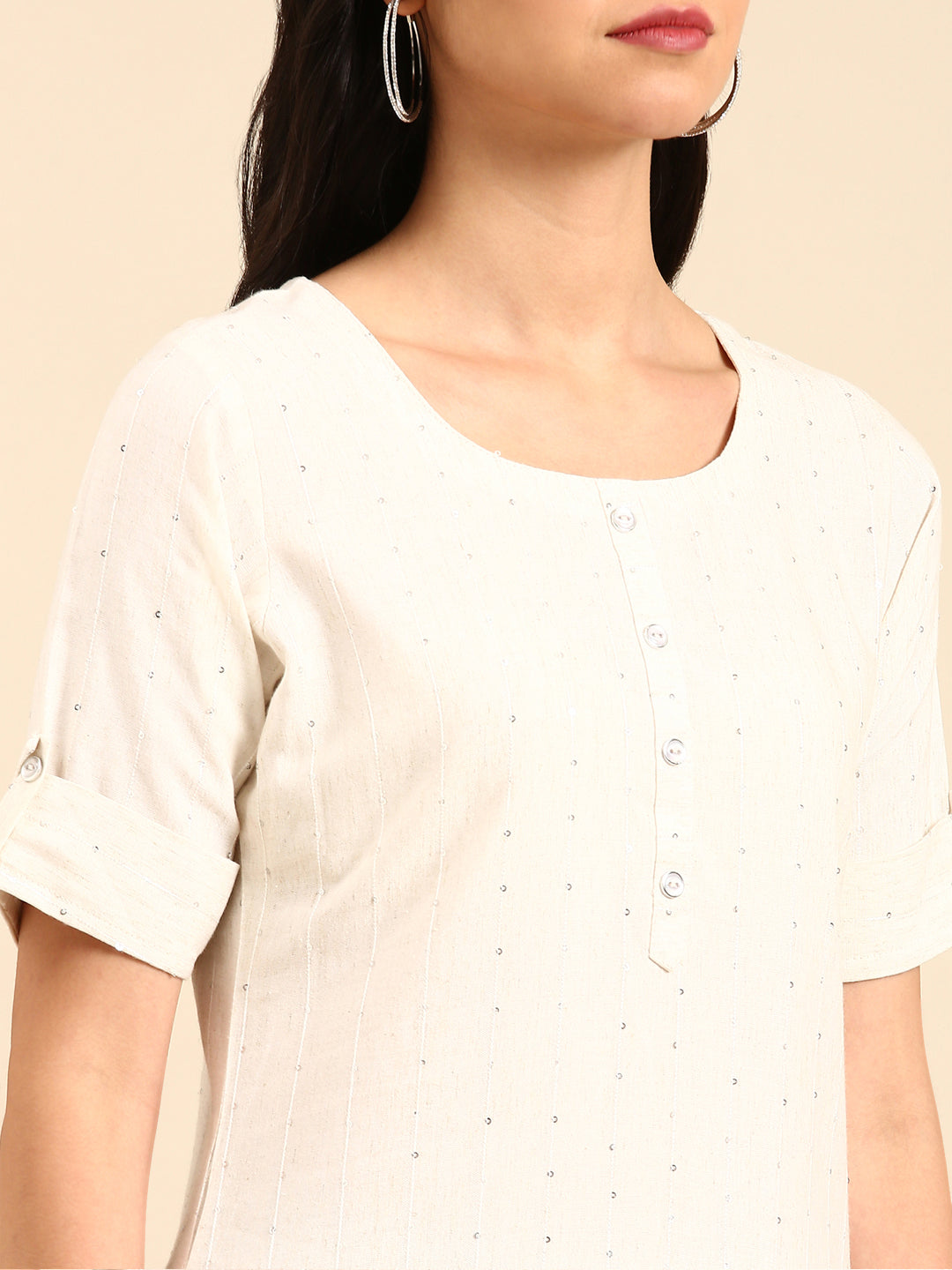 Women's White Solid Straight Kurta