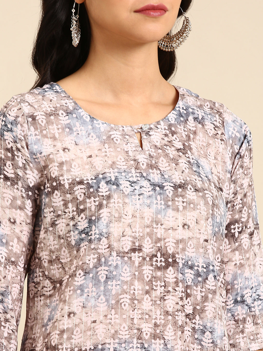 Women's Olive Embellished Straight Kurta