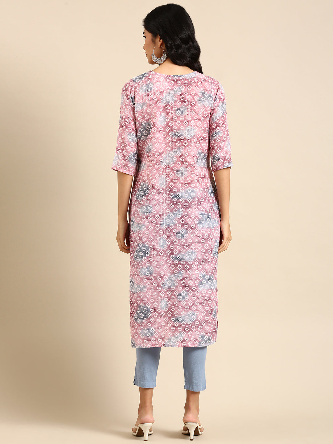 Women's Mauve Embellished Straight Kurta