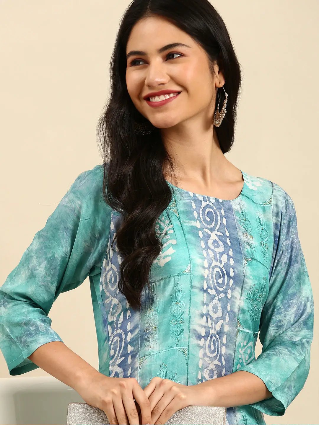 Women's Green Tie Dye Straight Kurta