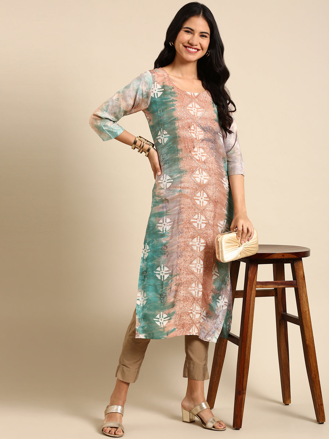 Women's Multi Tie Dye Straight Kurta