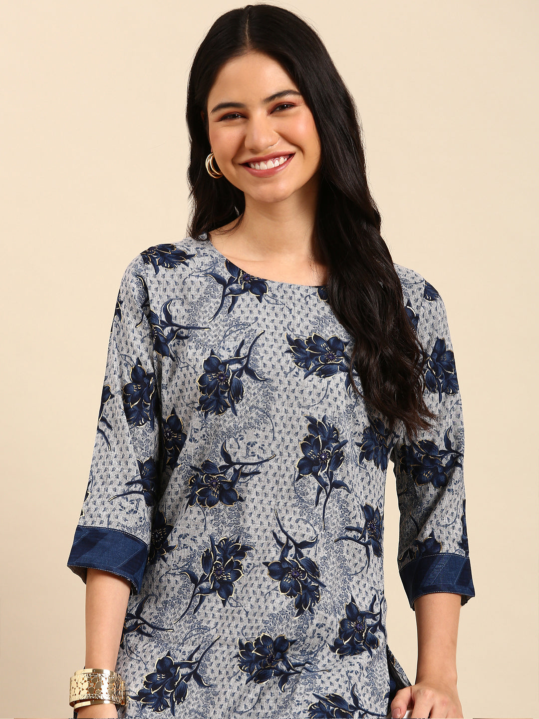 Women's Grey Printed Kurta Set