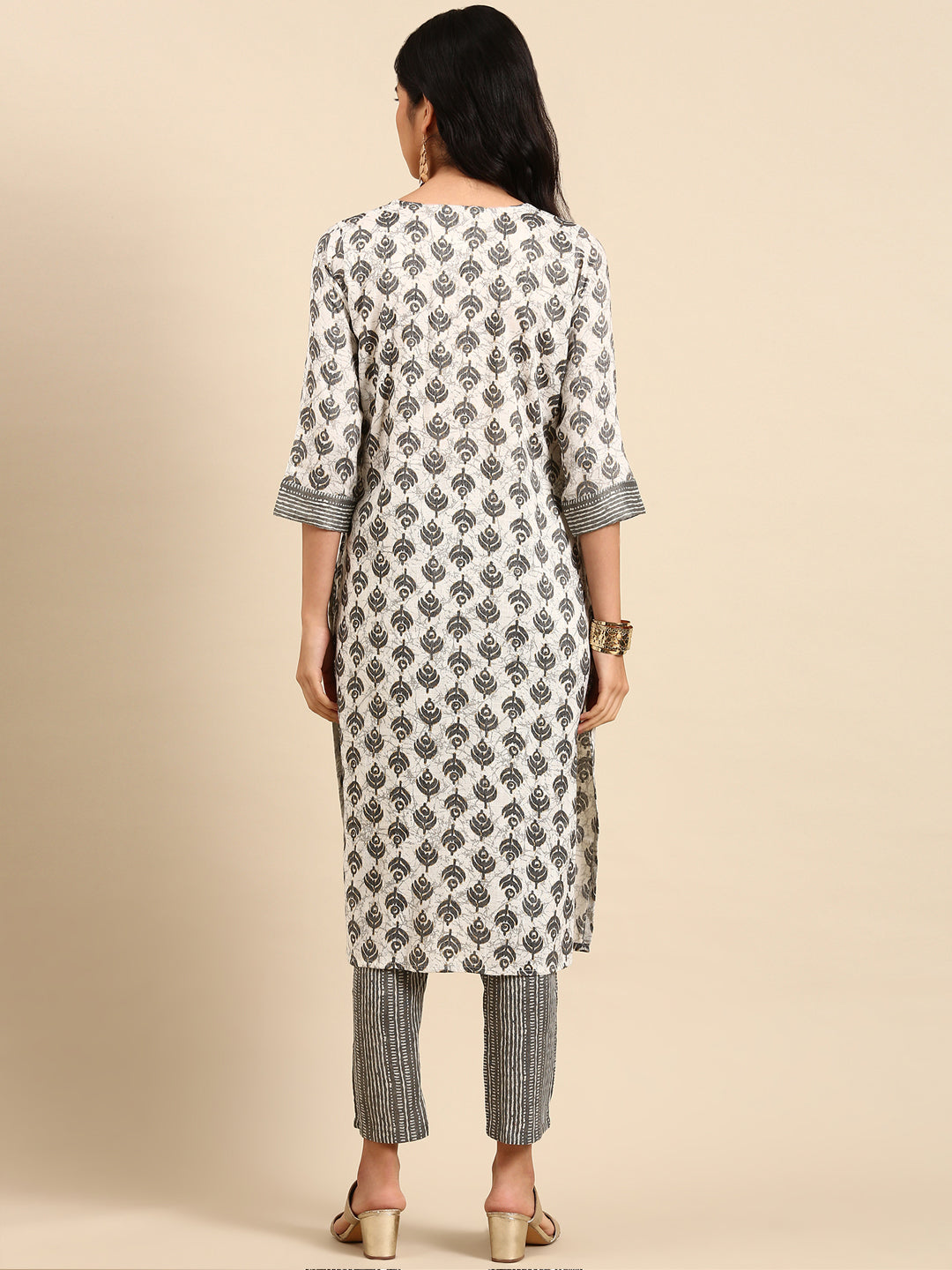 Women's White Printed Kurta Set