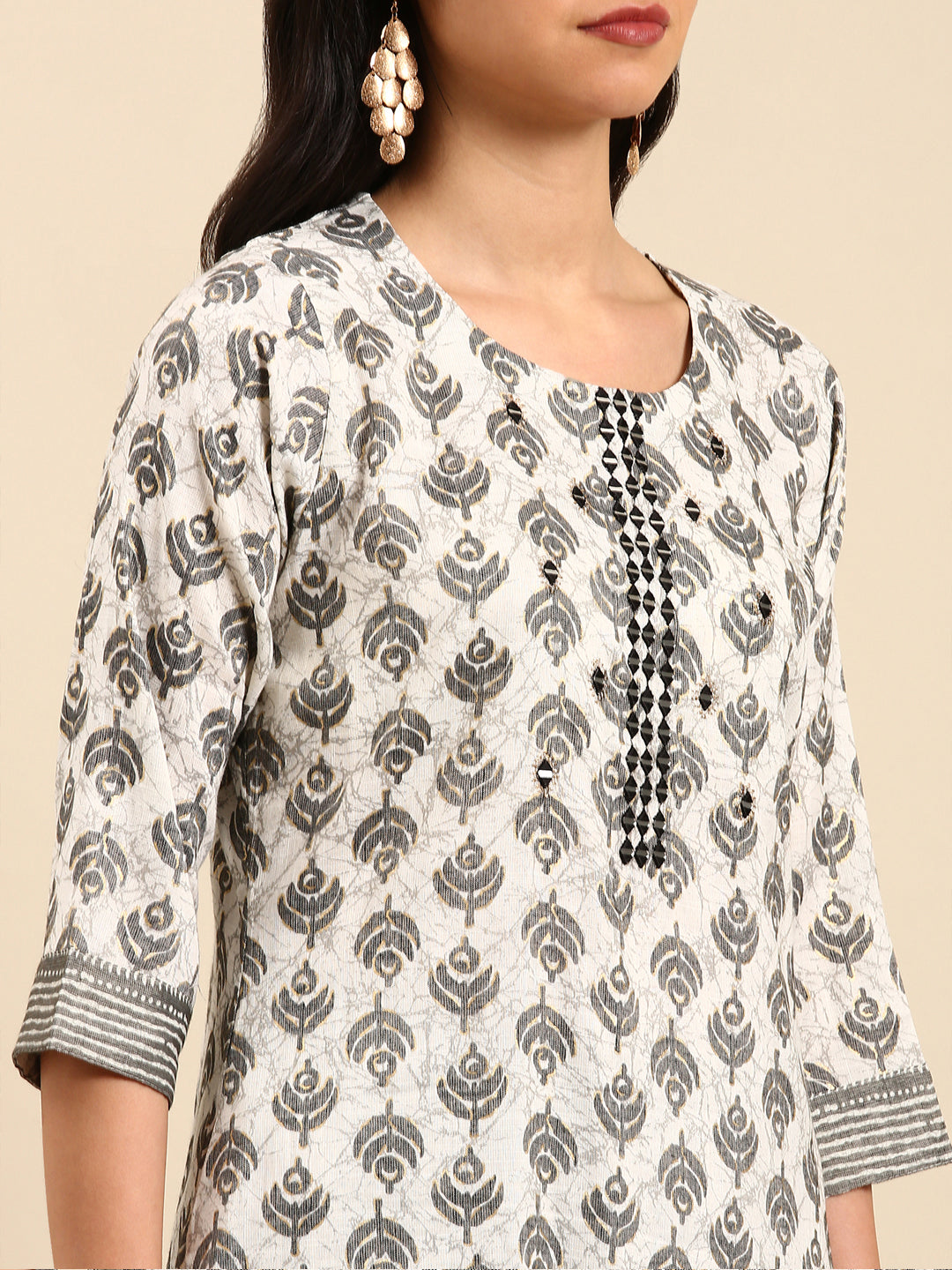 Women's White Printed Kurta Set