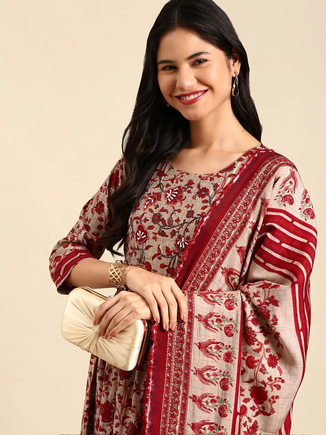Women's Grey Printed Kurta Set