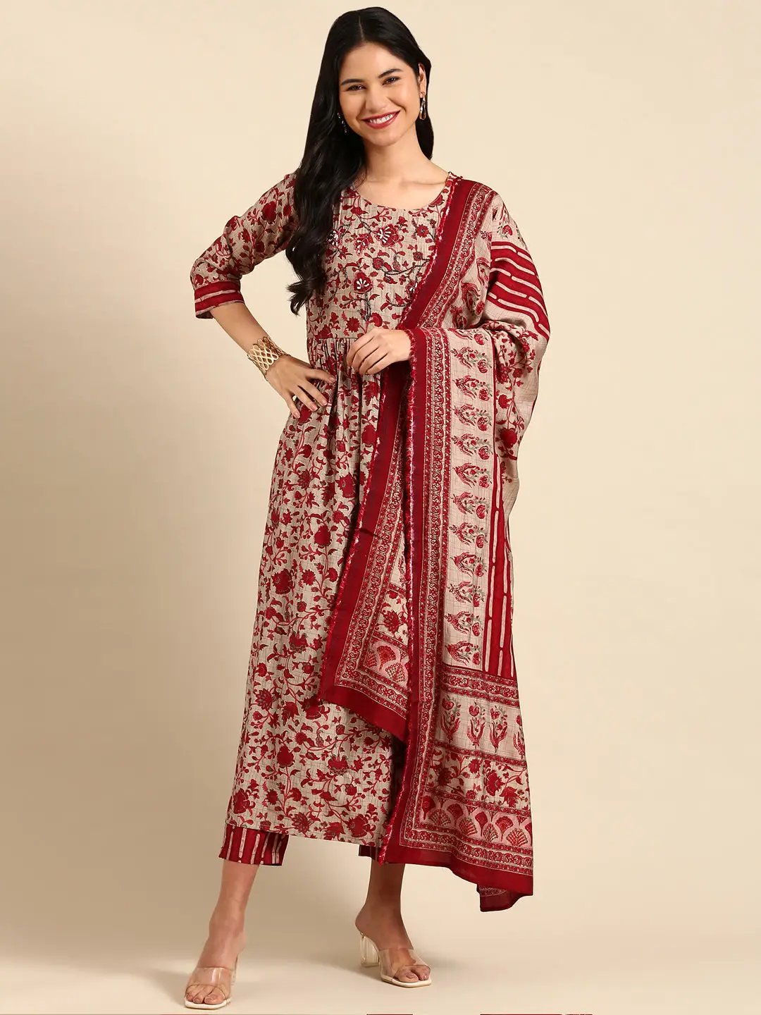 Women's Grey Printed Kurta Set