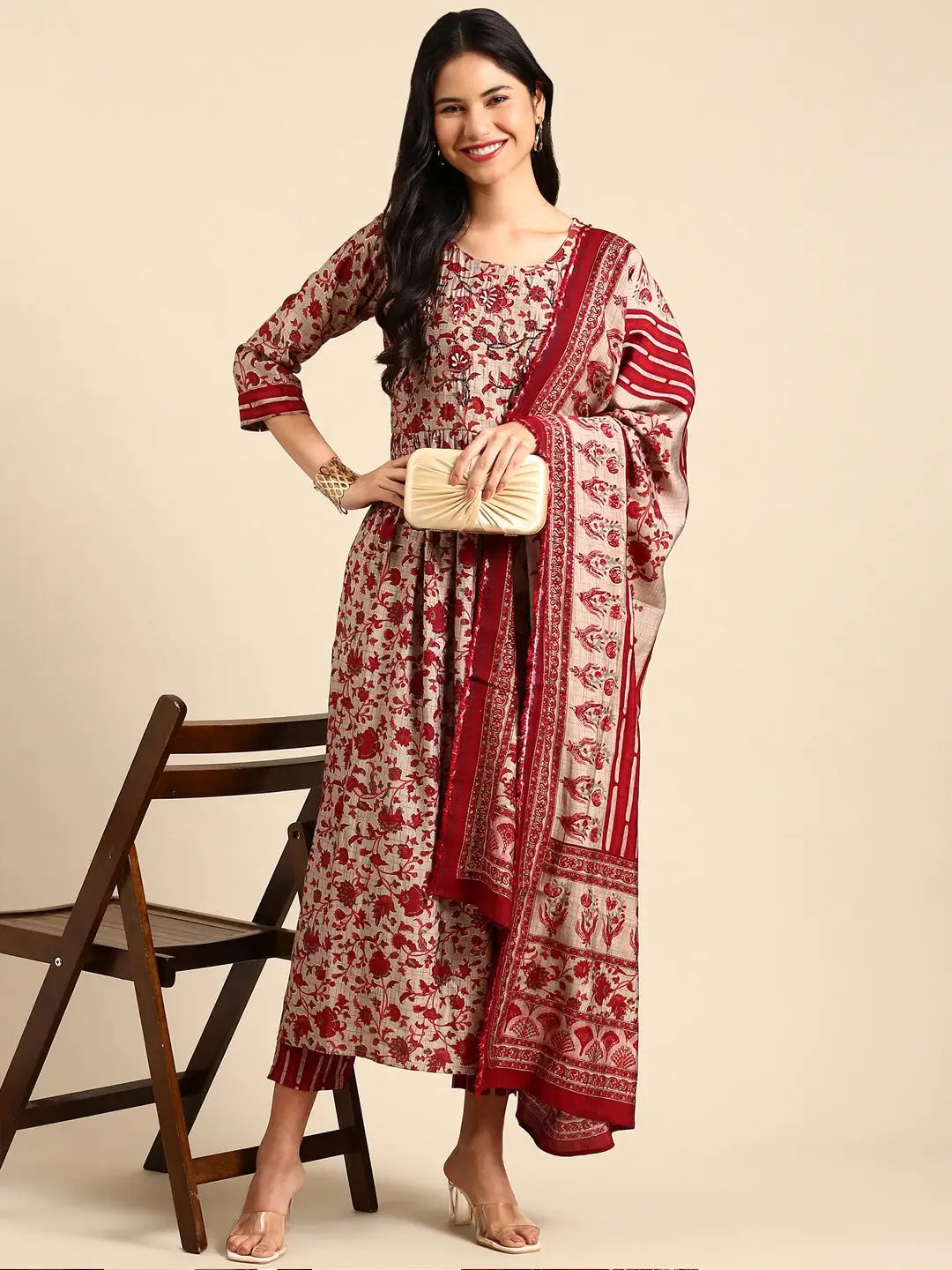 Women's Grey Printed Kurta Set