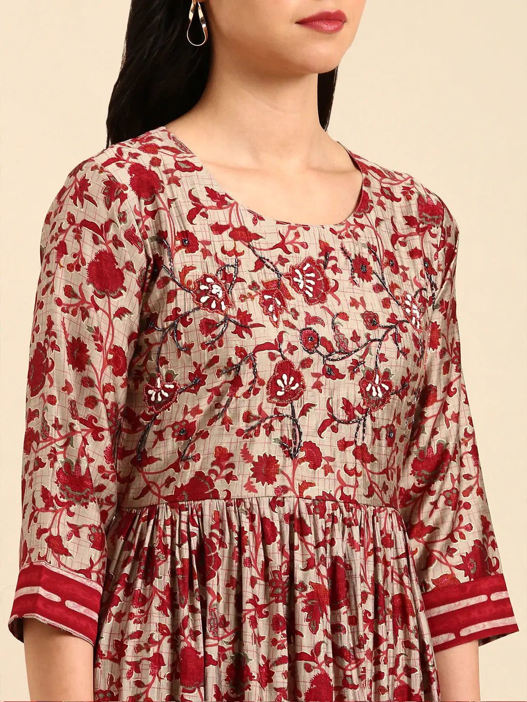 Women's Grey Printed Kurta Set