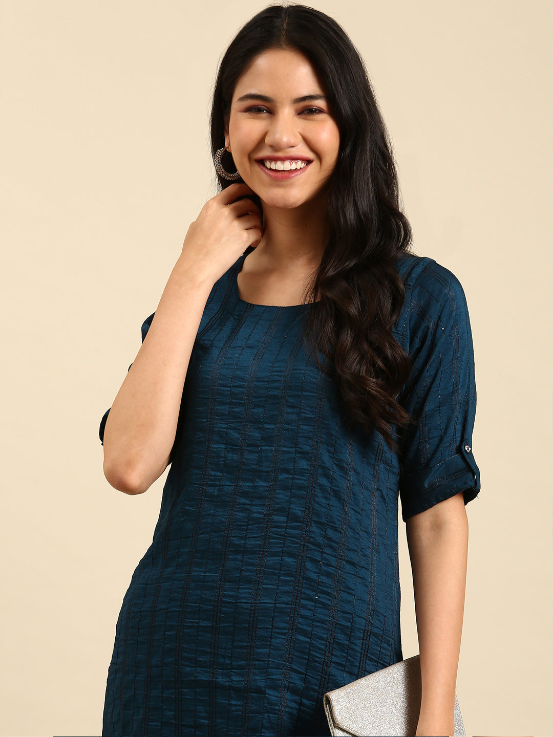 Women's Blue Solid Kurta Set