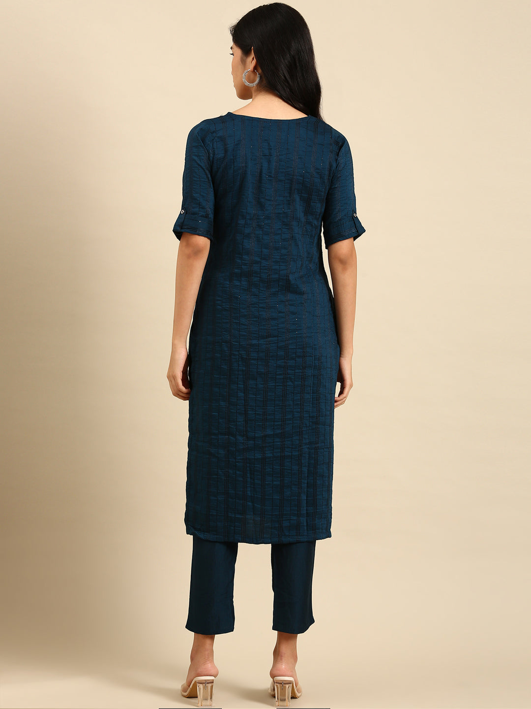 Women's Blue Solid Kurta Set