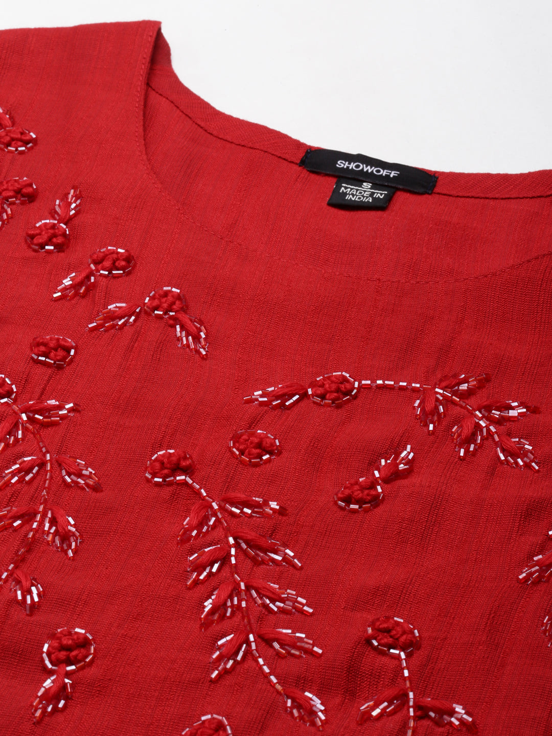 Women's Red Solid Straight Kurta