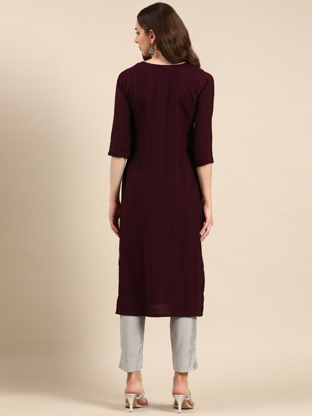 Women's Purple Solid Straight Kurta