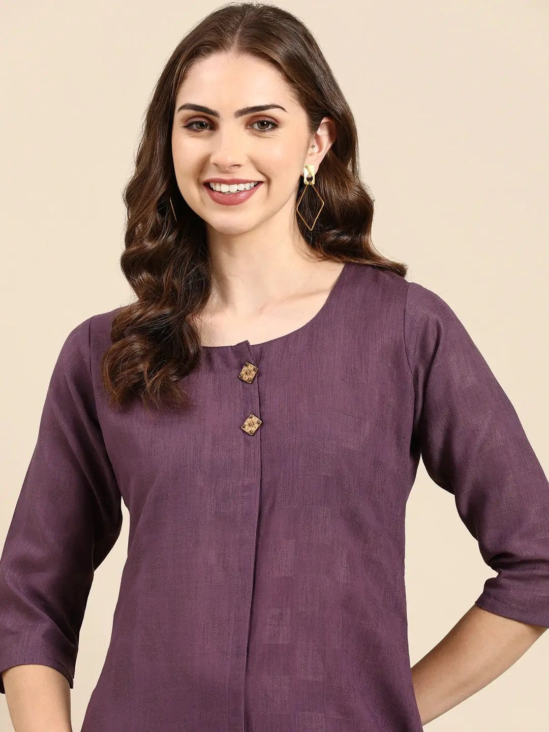 Women's Purple Solid Straight Kurta