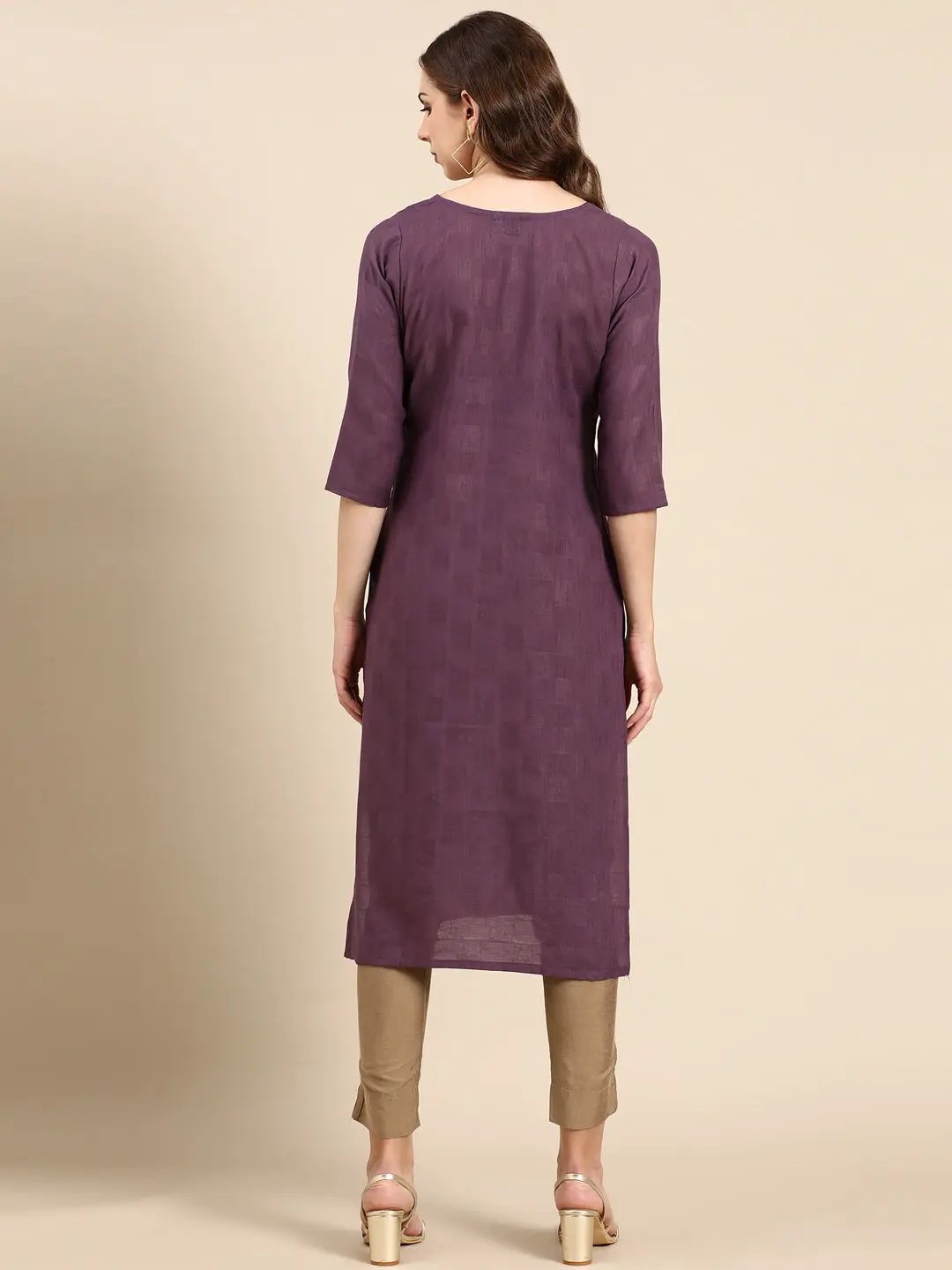 Women's Purple Solid Straight Kurta